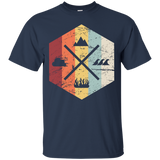 Retro Four Elements (Earth, Water, Fire, Air) T-Shirt_Black