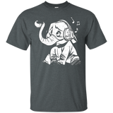 Elephant With Music Headphone T-shirt_black=