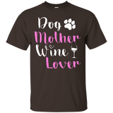 Womens Dog Mother Wine Lover T-Shirt For Mom, Wife and Girlfrien_Black