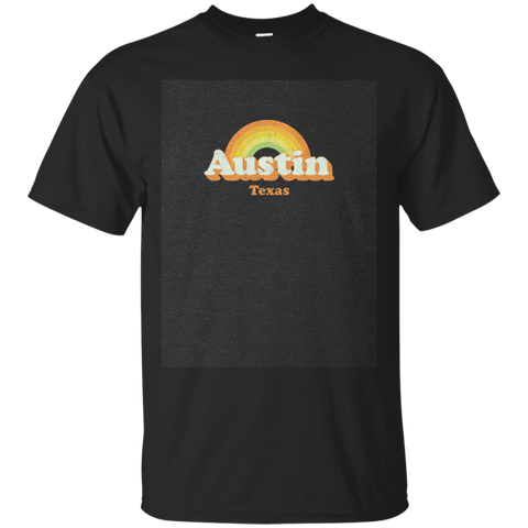 Retro Austin Texas Tx T Shirt Vintage 70s Rainbow Tee Design_dark=