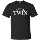 Here Comes The Angel Twin T-shirt Funny Twin Tee Funny Twins_black=