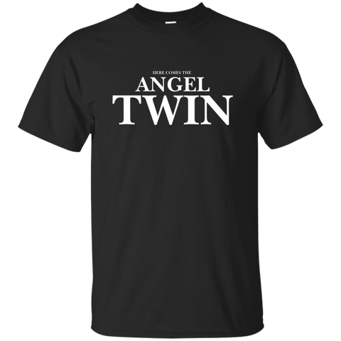 Here Comes The Angel Twin T-shirt Funny Twin Tee Funny Twins_black=