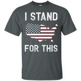 I Stand For This - I Don't Kneel American Flag Map Shirt_black