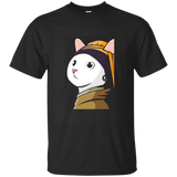 Cat With The Pearl Earring Funny Portrait History Tronie Tee_asphalt