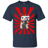 Sun Rays Good Luck Kawaii Japanese Lucky Cat T shirt_Black