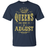 Womens Queens are born in AUGUST - Birthday Gifts Gold T-shirt_Black