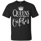 Womens Queens are Born in October Gift Shirt_Black