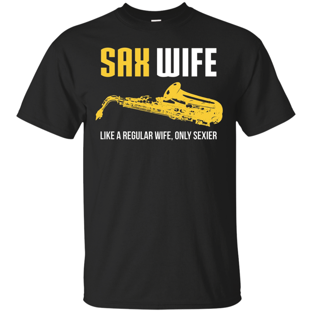 Saxophone Wife Shirt, Funny Cute Marching Band Gift_Black