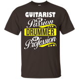 Guitarist By Passion Drummer By Profession T Shirt_black