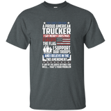 A Proud American Trucker Support Guns Troops Flag T Shirt_black