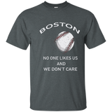 Distressed Boston No One Likes Us Tee Baseball T Shirt_navy