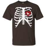 Skeleton Rib Cage T-Shirt with TEACUP CHIHUAHUA_Black
