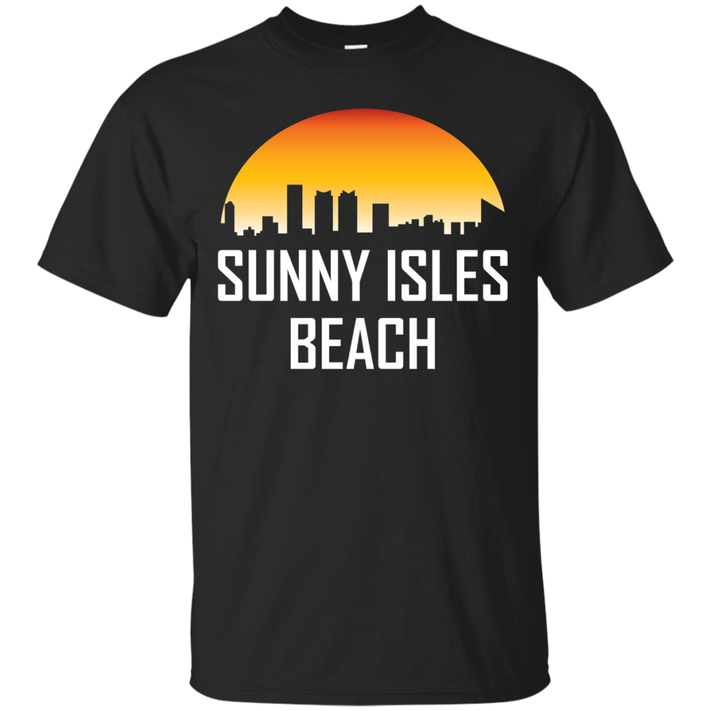 Sunny Isles Beach Florida Sunset Skyline Silhouette T-Shirt_Black