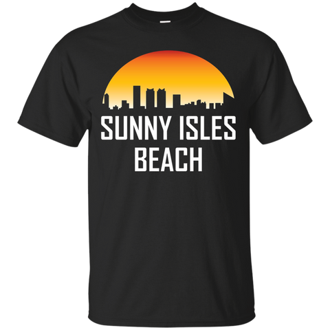 Sunny Isles Beach Florida Sunset Skyline Silhouette T-Shirt_Black