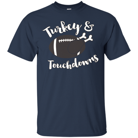 Thanksgiving T-shirt Turkey & Touchdowns_black=