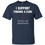 Sickle cell awareness Burgundy ribbon T Shirt Men Women Kids_Black