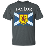 Taylor Scottish Clan Name T Shirt Coat Arms Lion Flag_Black