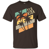 Retro State of Florida Summer Beach Palm Trees Souvenir Tee_Black