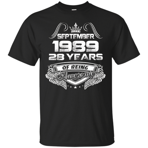 September 1989 28th Birthday Gifts 28 Years Old T-shirt_Black