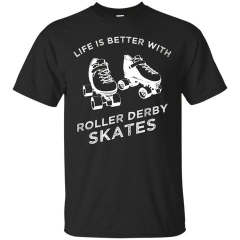 Roller Derby T-Shirt, Rolling Skate Rollerderby Skater Tee_Black