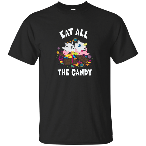 Silly Chubby Unicorn Eating Candy T-shirt_navy=