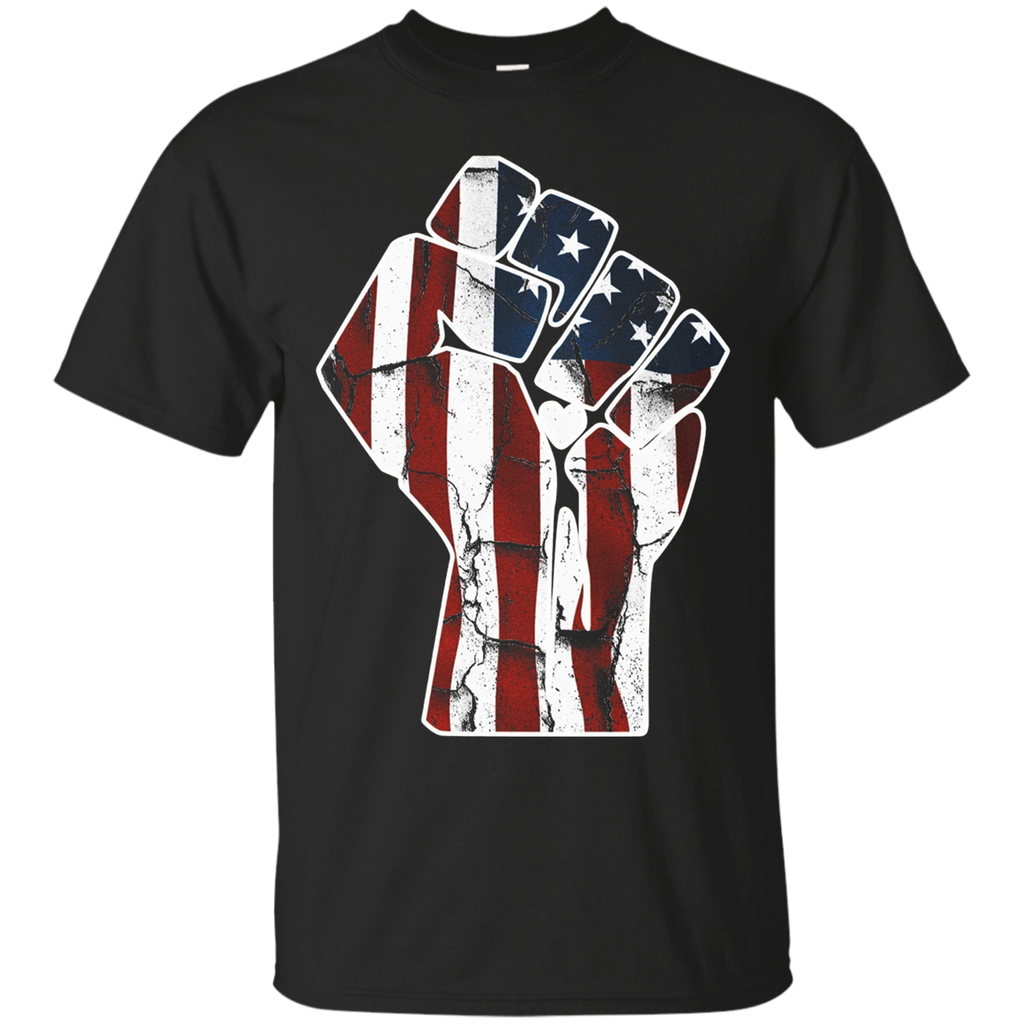 Patriotic American Flag Fist T-shirt_Black