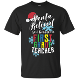 Santa Retired - First Grade Teacher Christmas Shirt_black=