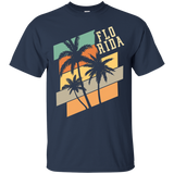 Retro State of Florida Summer Beach Palm Trees Souvenir Tee_Black