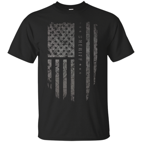 Sheriff Thin Blue Line American Flag Shirt_Black