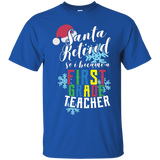 Santa Retired - First Grade Teacher Christmas Shirt_black=