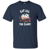 Silly Chubby Unicorn Eating Candy T-shirt_navy=