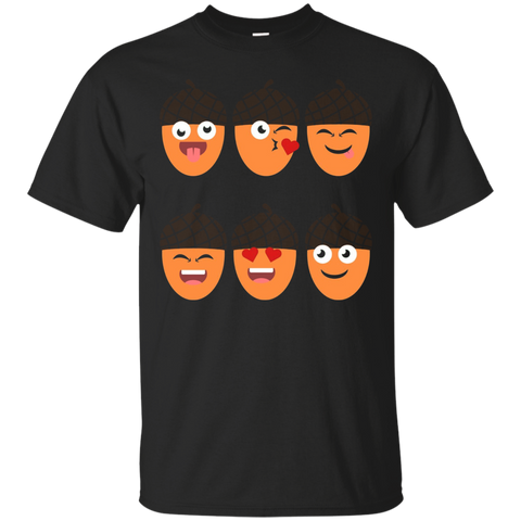 Cute Acorn Emoticon T-shirt Funny Nut Autumn Halloween_black