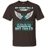 My Scars Tell A Story - Ovarian Cancer Awareness Shirt_Black