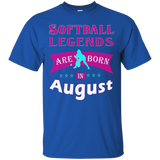 Top Girls Softball Legends Born in August Fun Gift TShirt_Black