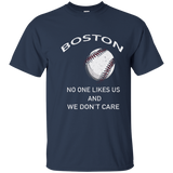 Distressed Boston No One Likes Us Tee Baseball T Shirt_navy