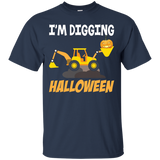 I'm Digging Halloween Pumpkin Yellow Excavator T-shirt_black=