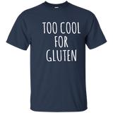 Too Cool For Gluten Shirt Simple Gluten Text T Shirt_Navy