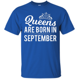 Queens Are Born in September - Cute Girly Fun Birthday Tee_Black
