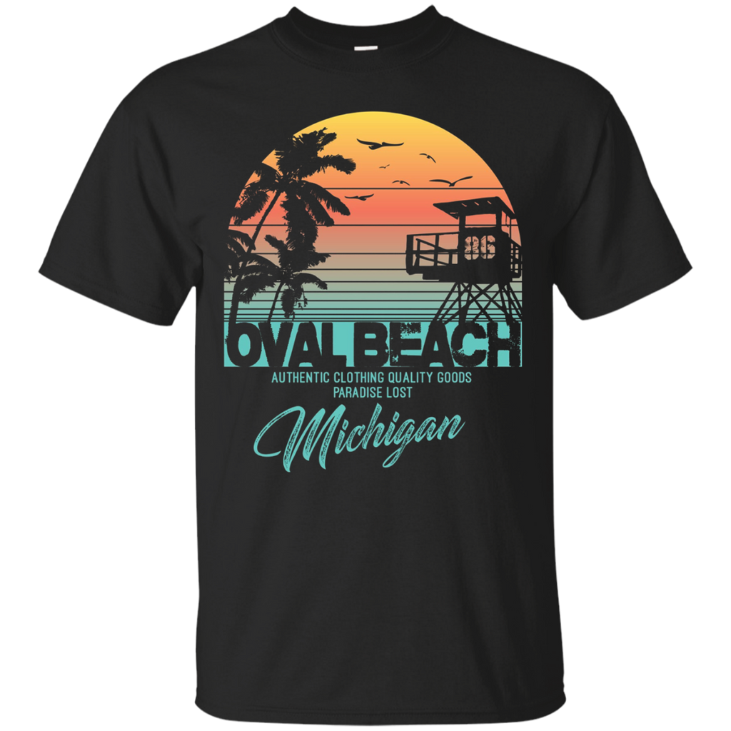 oval Michigan beach shirt_Black