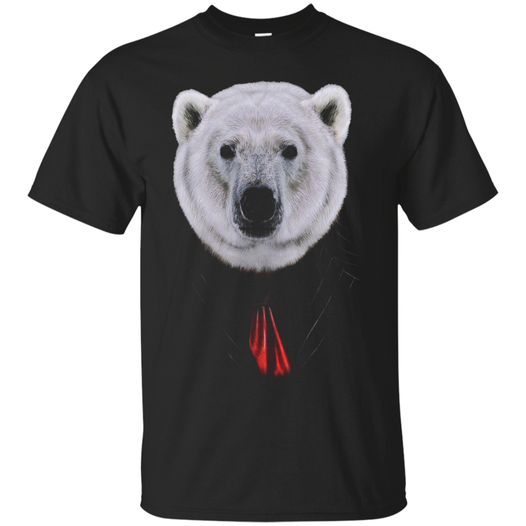 Sharp Looking Polar Bear in Black Suit with Red Tie T-Shirt_Black