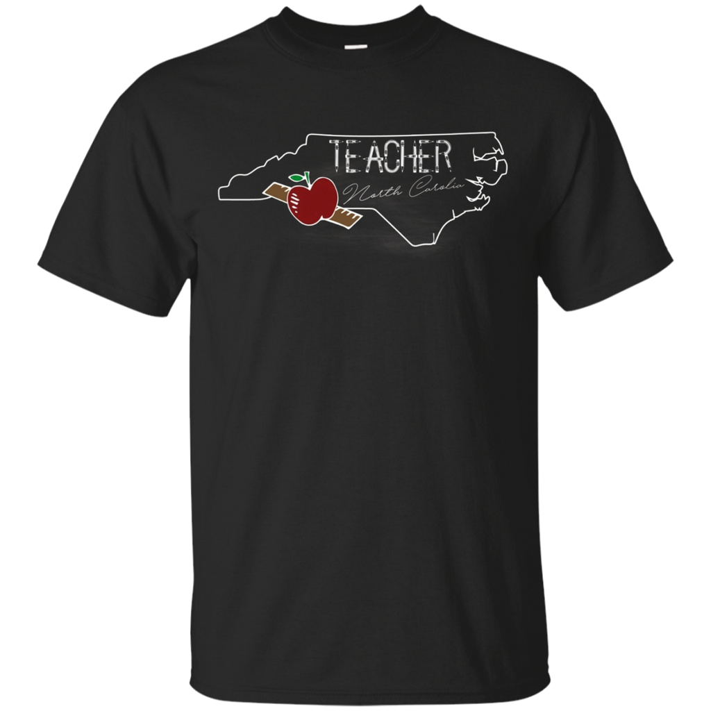 Teacher North Carolina Map T-shirt Educational Symbol_Black
