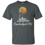 Retro Kennebunkport ME Lighthouse Sunset Distressed T-Shirt_Black