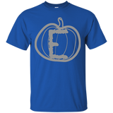 Letter E Pumpkin Name Initials Monogram T-shirt_black=