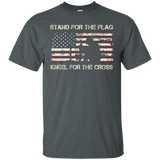 Grunge Stand For The Flag, Kneel For The Cross T Shirt_black