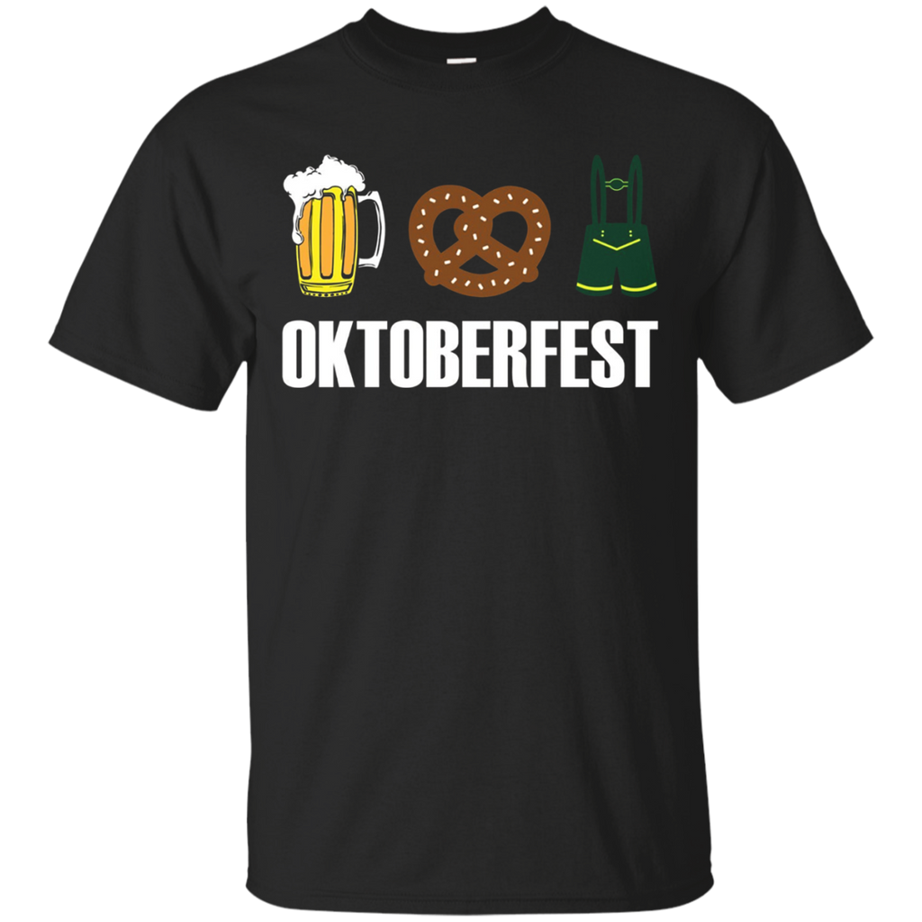 Oktoberfest Beer Pretzel Lederhosen Germany T-Shirt_Black