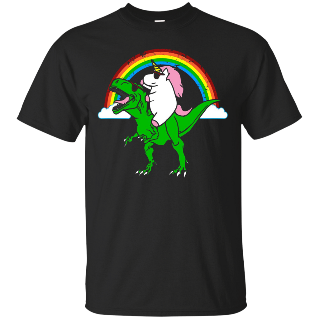 Party Dinosaur T-Rex with an Unicorn Shirt_Black
