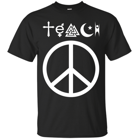 Teach Peace Funny Human Interfaith Human Tolerance T-Shirt_Black