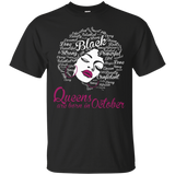 Queens are born in October - Strong Black Woman Tee Shirts_Black
