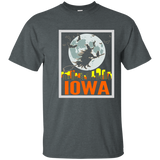 Retro IOWA Halloween Witch Eclipse Shirt Black Cat Broom_Navy
