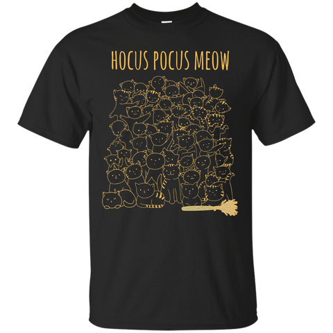 Cute Halloween Tshirt Hocus Pocus Ghost Cats Meow_black=